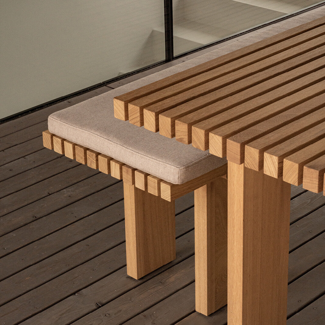 Rectangular outdoor Elements Outdoor Bench Iroko Standard Iroko 0007 160cm 40cm 4cm